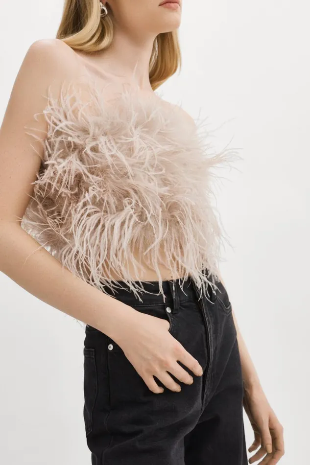 Women ZAINA Feather Bustier Feather Pink LAMARQUE Tops Women ZAINA Feather Bustier Feather Pink LAMARQUE Tops