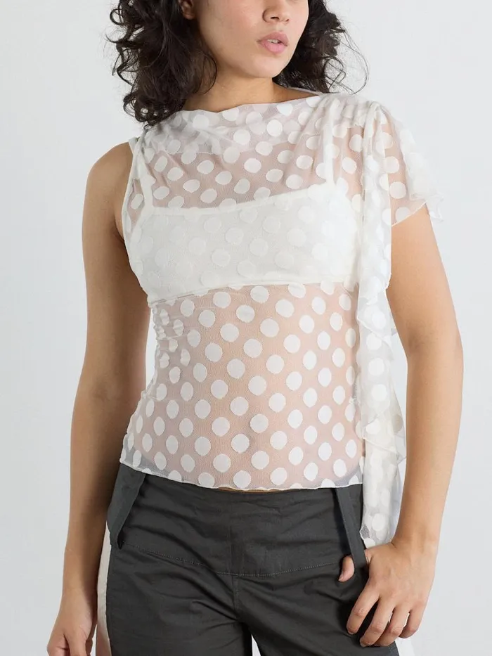 Women Zehra Top White Polka Lisa Says Gah Blouses