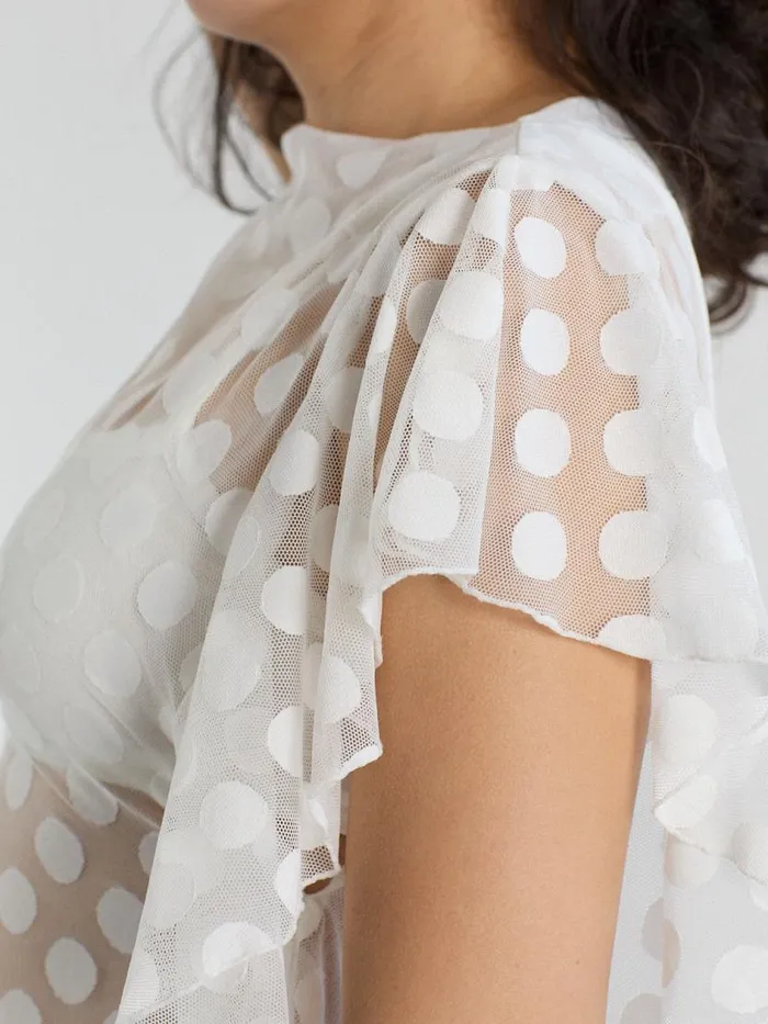 Women Zehra Top White Polka Lisa Says Gah Blouses