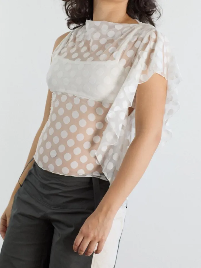 Women Zehra Top White Polka Lisa Says Gah Blouses