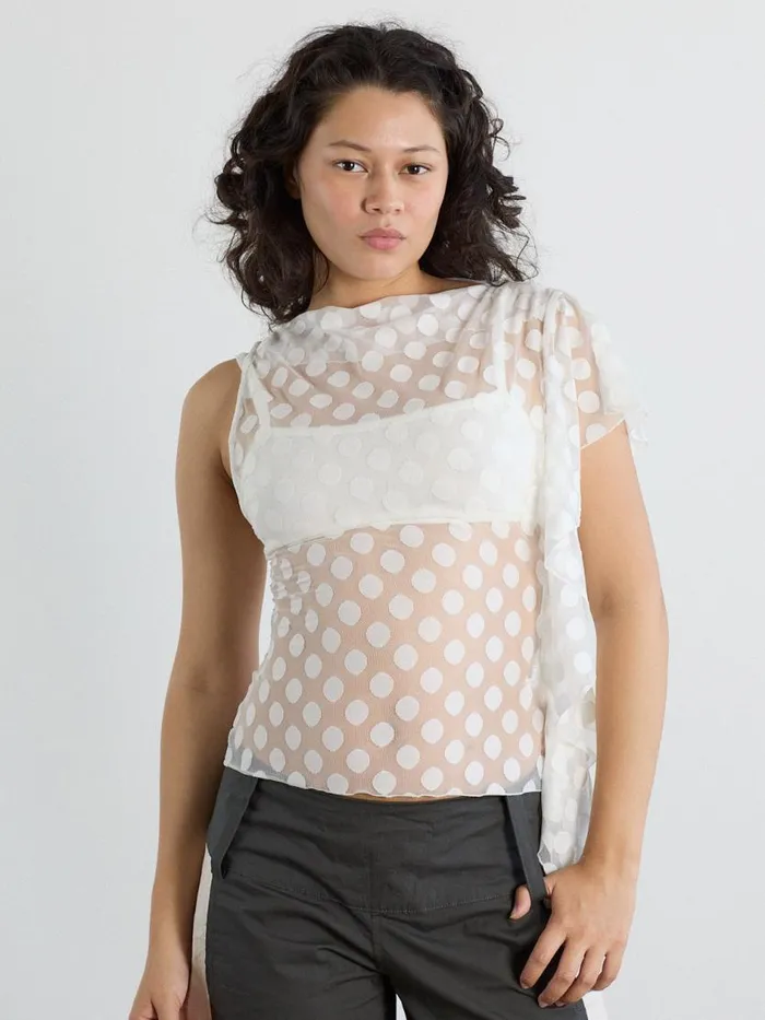 Women Zehra Top White Polka Lisa Says Gah Blouses