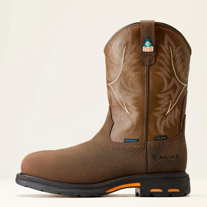 Work Boots Men Ariat WorkHog CSA Waterproof Insulated Composite Toe Work Boot Bruin Brown