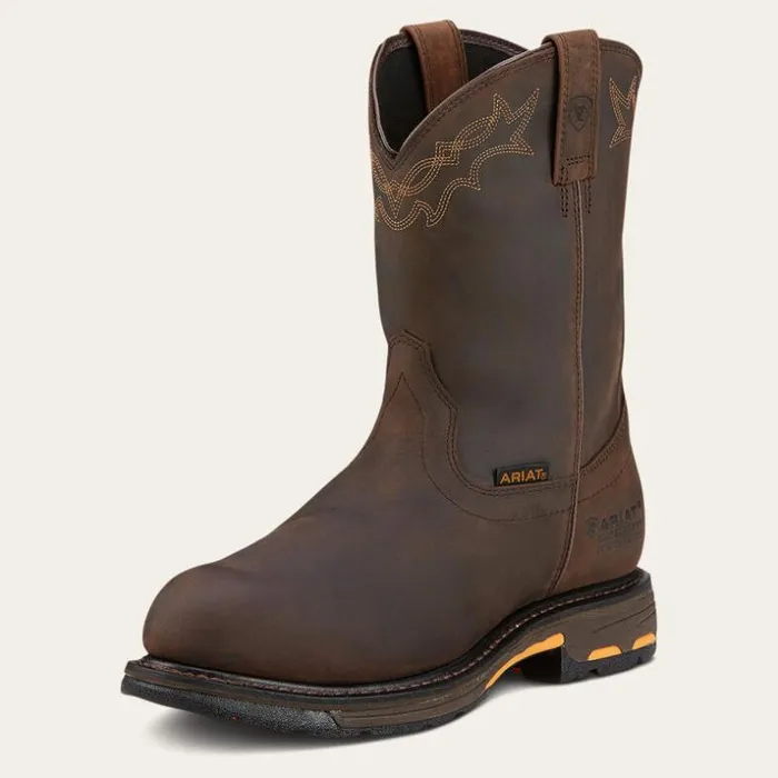 Work Boots Men Ariat WorkHog Waterproof Composite Toe Work Boot Oily Distressed Brown