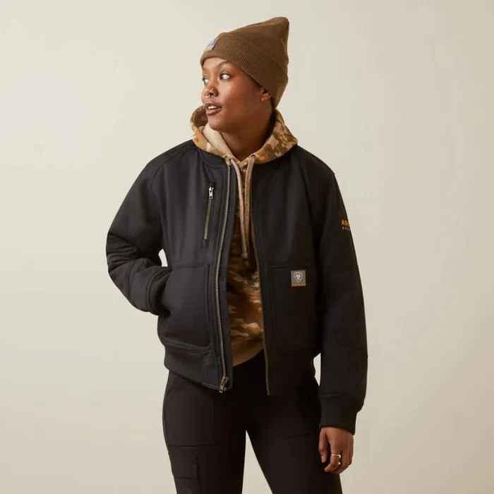 Workwear Women Ariat Rebar DuraCanvas Bomber Jacket Black