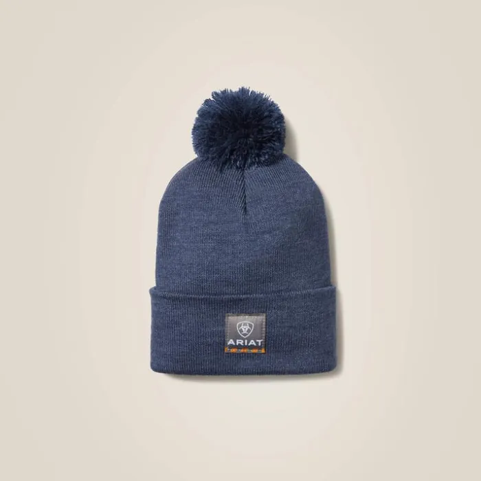 Workwear Women Ariat Rebar Pom Beanie Denim Heather