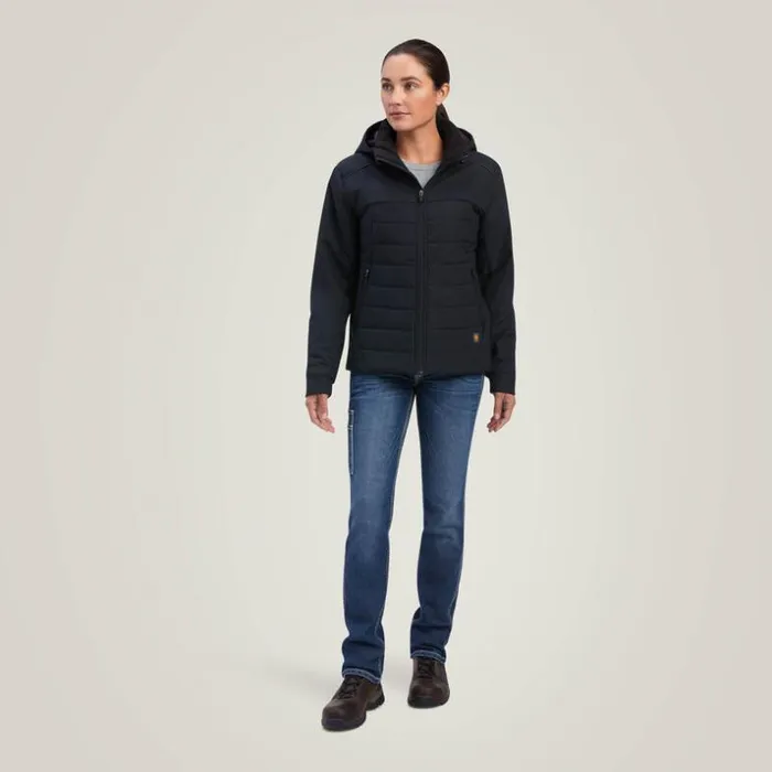 Workwear Women Ariat Rebar Valkyrie Stretch Canvas Insulated Jacket Black