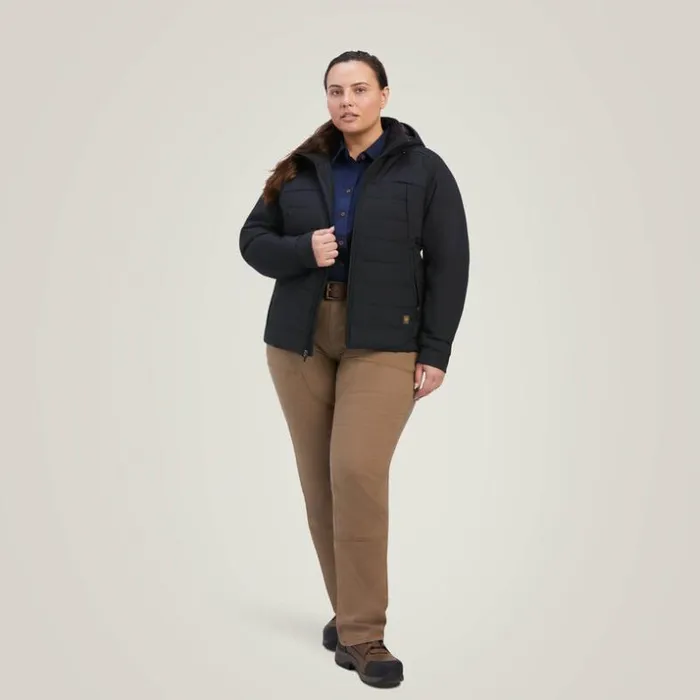 Workwear Women Ariat Rebar Valkyrie Stretch Canvas Insulated Jacket Black