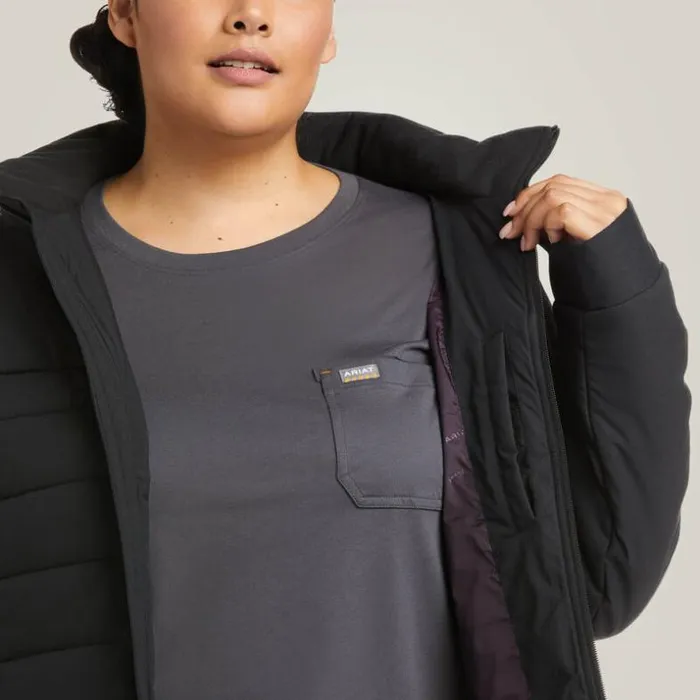 Workwear Women Ariat Rebar Valkyrie Stretch Canvas Insulated Jacket Black