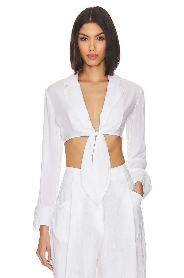X Jetset Christina Noemi Cropped Beach Shirt White Women Lovers and Friends Tops X Jetset Christina Noemi Cropped Beach Shirt White Women Lovers and Friends Tops