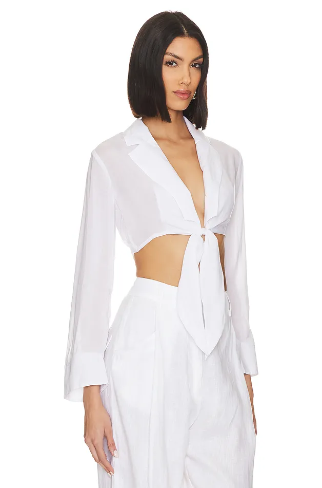 X Jetset Christina Noemi Cropped Beach Shirt White Women Lovers and Friends Tops X Jetset Christina Noemi Cropped Beach Shirt White Women Lovers and Friends Tops