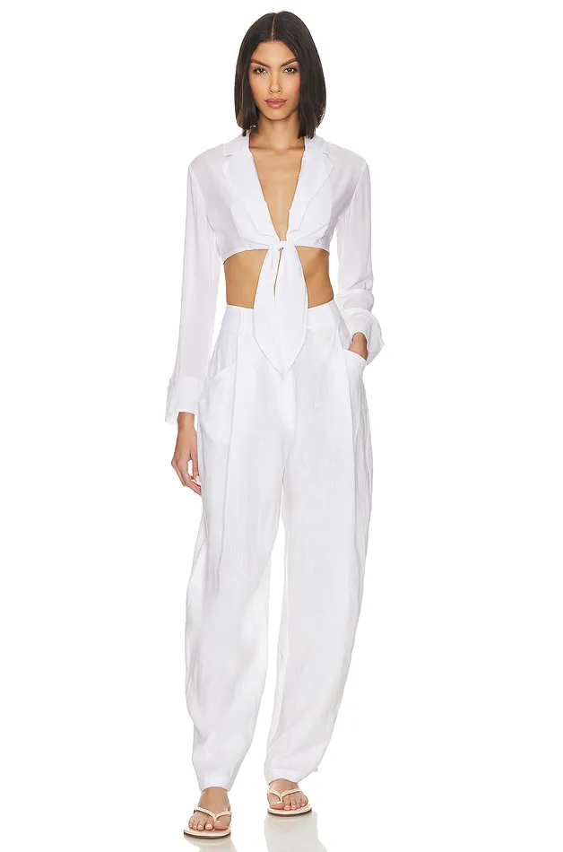 X Jetset Christina Noemi Cropped Beach Shirt White Women Lovers and Friends Tops X Jetset Christina Noemi Cropped Beach Shirt White Women Lovers and Friends Tops