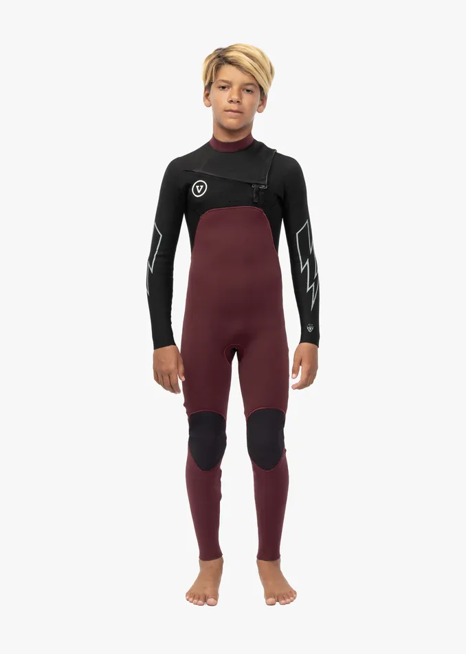 Youth Wetsuits Vissla 7 Seas Boys 43 Bolt Full Chest Zip Wetsuit Wine